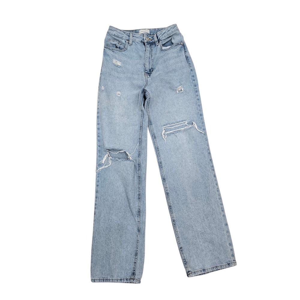 Pacsun 90s Boyfriend Jeans Light Wash Distressed Ripped Straight Leg Size 26 / 2